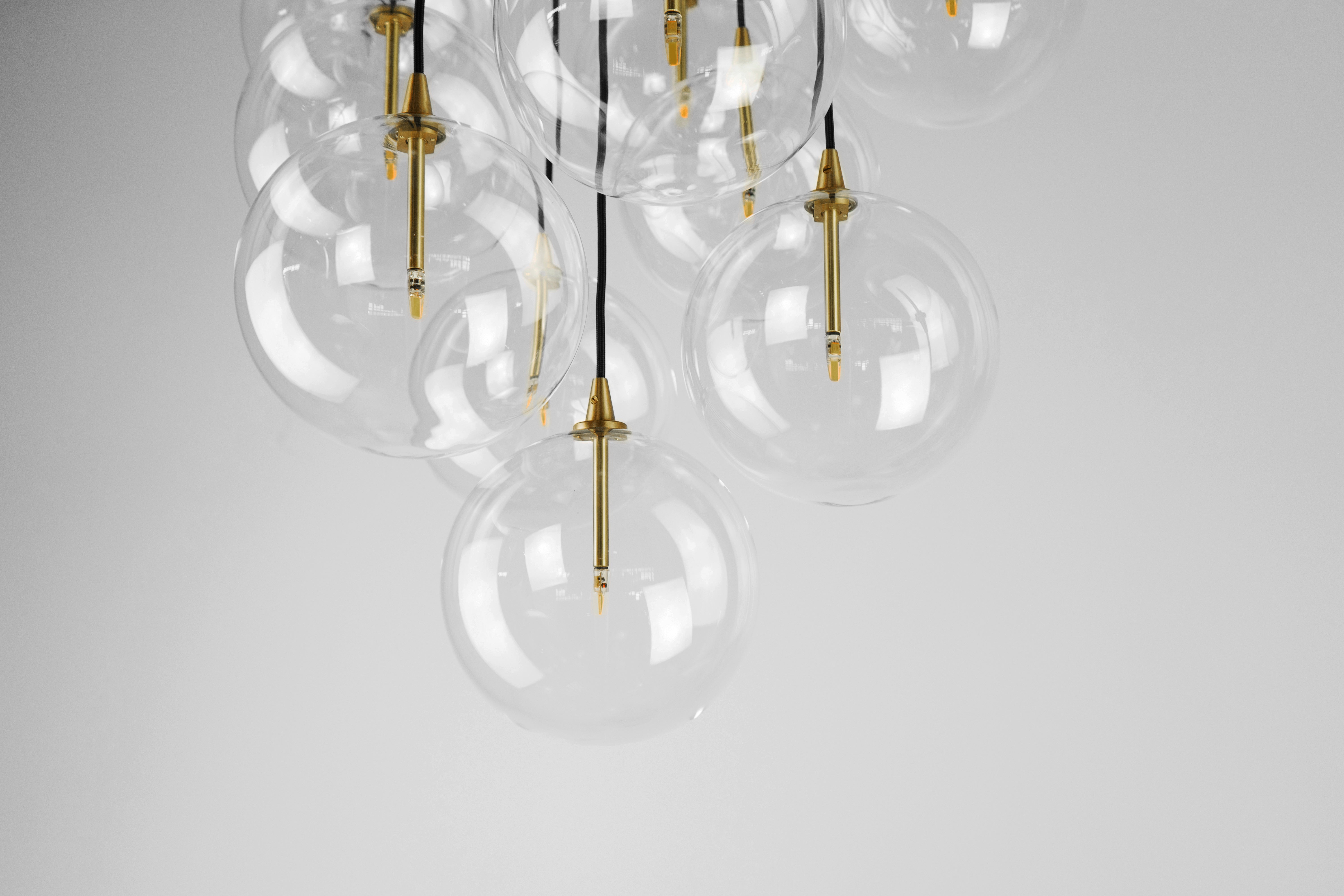 Schwung Cluster Transparent Globe Chandelier 13 Lights